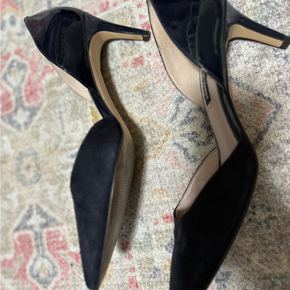 NINE WEST -Navy Blue Suede Patent D'orsay Pumps Heels - Picture 12 of 13